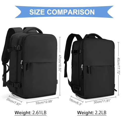 Image of coowoz Black Travel Backpack For Women Men Airline Approved,Carry On Backpack,Large Hiking Backpack Waterproof Outdoor Sports Rucksack Casual Daypack Fit 15.6 Inch Laptop Backpack College Backpack