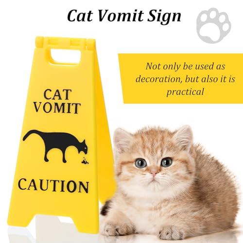 HJZHII 2 Stück Katzen Kotz Schild,Katzen Geschenk,Cat Vomit Sign Warnschild Lustige für Erbrochenes Haustieren 3D Gedruckte Haustier Erbrochenes Schild Prank Geschenk für Katzen