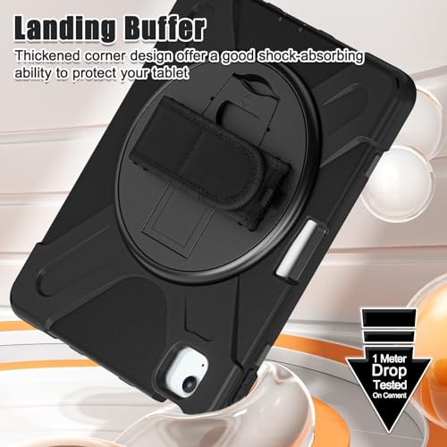 Coque Antichoc iPad Air 11 Pouces M3 M2 et 10.9 Noir avec Support Rotatif