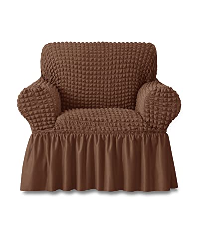 Armchair-Slipcover-1-Piece-Couch-Sofa-Cover-with-Skirt-Durable-Washable-High-Elastic-Stretchable-Easy-Fit-Universal-Furniture-Protector-1-Seater-Brown Armchair Slipcover 1 Piece Couch Sofa Cover with Skirt Durable Washable High Elastic Stretchable Easy Fit Universal Furniture Protector 1 Seater Brown