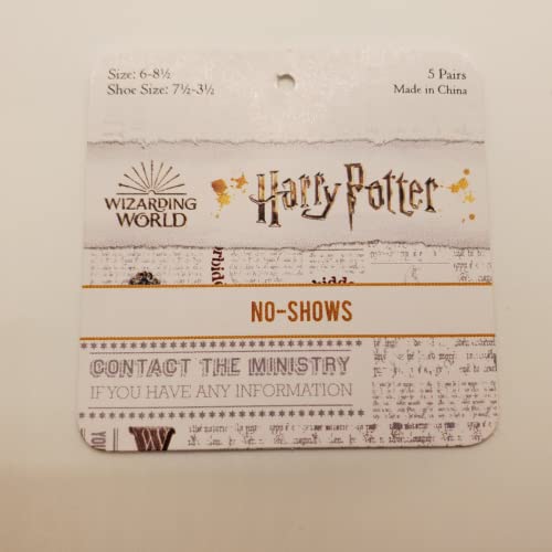 Harry Potter Pacote com 5 meias invisíveis para meninos ou meninas - 3 opções de padrões Charaters e