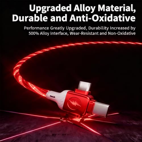 Image of AYI Red Starry Sky USB Charging Cable Cross Edition, 6-in-1 Multi Charger Cord 39in, Glowing LED Data Sync Wire, Tangle-Free PVC, Smart Trickle Charge Chip, Compatible with Virtually All Devices.