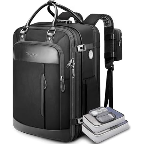 Taygeer Travel Backpack for Men Women, Expandable Carry on Backpack with 4 Packing Cubes & Shoe Compartment, Anti-Theft TSA Flight Approved personal item Bag Gifts for work Weekender Business, Black Cover