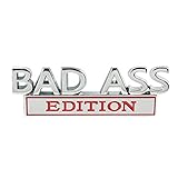 VAGURFO Car Bad Ass Edition Emblem, 3D Metal Badass Badge Decal with 3M Tape,3D Letters Front Hood Badass Edition Emblem,Auto Accessories for Cars, Trucks, Motorcycles, Boats(Silver&Red)