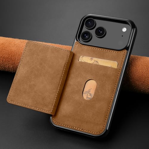Étui portefeuille iPhone 13 Mini en cuir marron avec fente pour cartes
