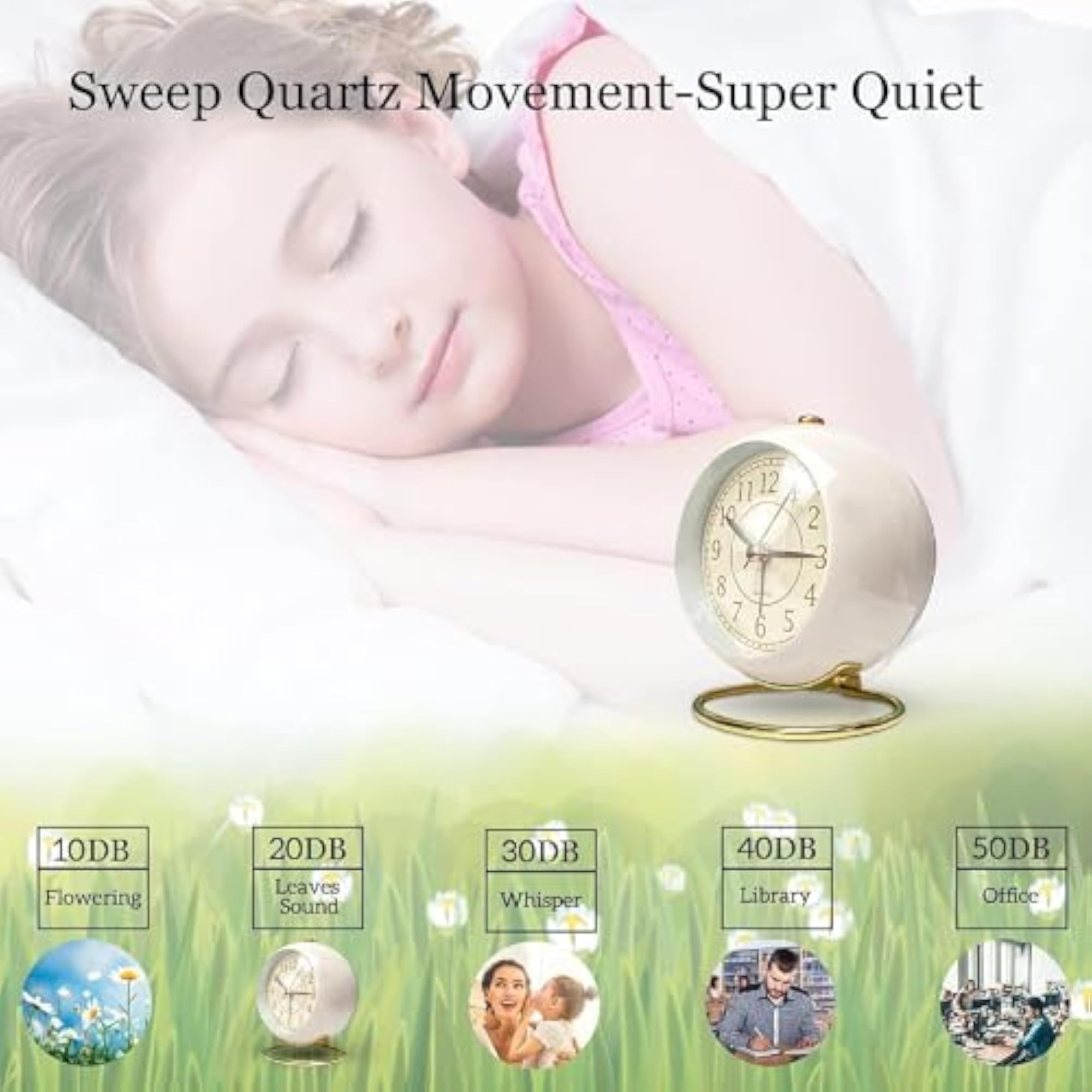 Silent Analog Alarm Table Clock Stylish Desk Clock with Stand