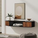 Mueble tv pared flotante puede caber la mayoría de los televisores de 47 - 55 pulgadas. Dimensión: 110 cm (ancho) x 30 cm (profondo) x 17.4cm (altura). Peso máximo soportado: 25 / 15 kg.