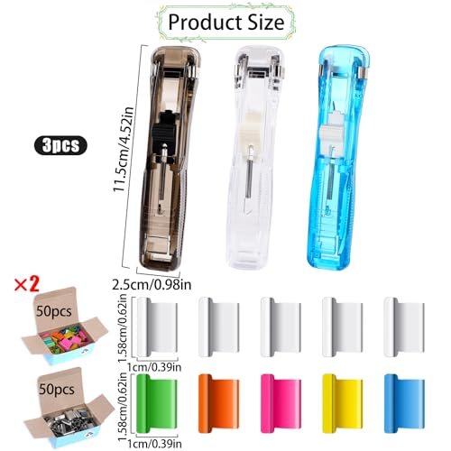 Vin Beauty 3Pcs Paper Clip Dispenser, 150 Pcs Paper Clam Clip, Iron, Plastic, Blue, 0.63 inches, Modern - Thumbnail 2