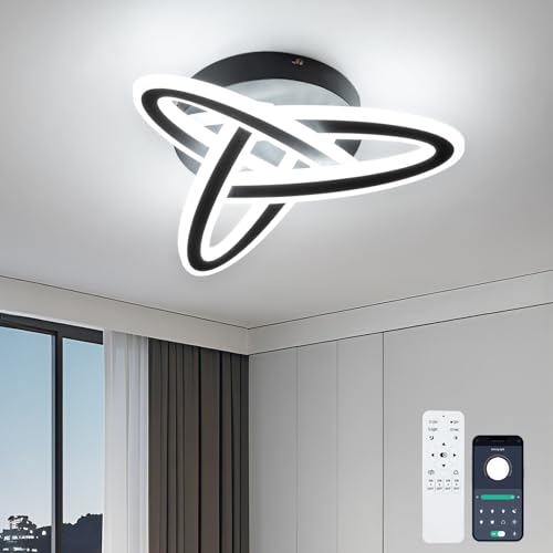 Luminaire plafonnier LED télécommandé avec intensité réglable 3000K-6500K noir