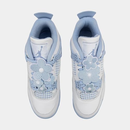 Nike Nike Womens WMNS Air Jordan 4 Retro Running, WHITE/ALUMINUM-BLUE TINT-OIL GREEN, 2.5 UK (5 US)