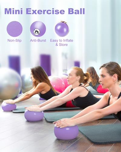 Image of 9 Inch Pilates Ball Small Exercise Ball, Workout Ball for Barre, Pilates, Yoga, Stability, Workout, Balance, Fitness at Gym Home Office