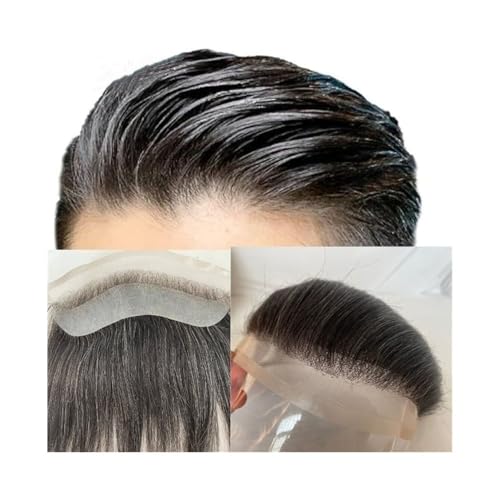 Postiche en dentelle frontale HD 1B# cheveux humains gris mélangés 4x18cm