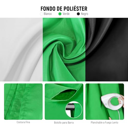 NEEWER Kit de Iluminación de Fotografía con Fondos,2,6x3m Soporte de Fondo,5700K 800W Equivalente a 24W Bombillas LED Paraguas Softbox Iluminación Continua,Equipo de Estudio Fotográfico para Vídeo - imagen 6