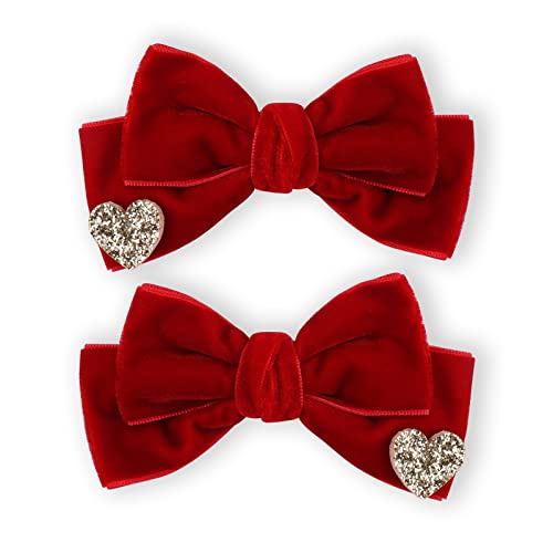 Red Velvet Hair Bows Cute Christmas Valentine School Hair Clips Handmade Hair Accessories For Kids Girls Infants Toddler Headdress #TOP4