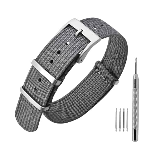 Bracelet militaire imperméable nylon tissé 19mm montre sport boucle argent