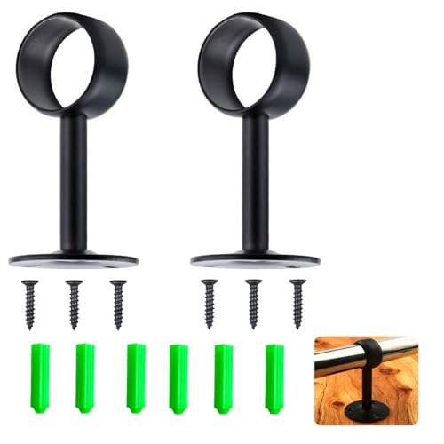 Kahaybeall 2 Piezas Barra de Cortina de Techo, Soporte Barra Cortina en Acero Inoxidable Negro, Diámetro Interior de 33 Mm, Soporte de Montaje de Techo Duradero y Fácil de Instalar para Cortinas