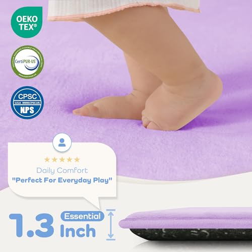 Image of 1.3 inch Thick Baby Floor Play Mat 50x50 Padded Playpen Mat, Violet
