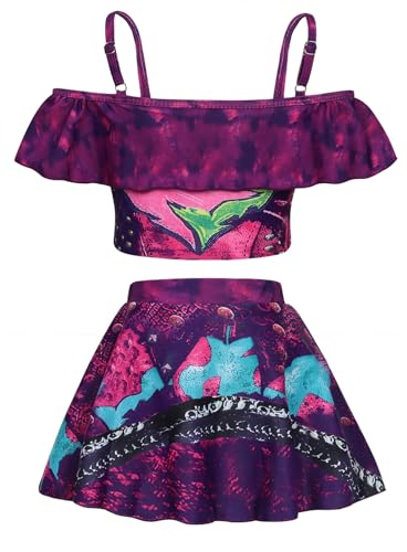 Image of Jurebecia Girls Princess Bathing Suit for 2-Piece Swimsuit Kids Bikini Set Princess Swimwear Ruffle Adjustable Strap Tankini Summer Beach Pool Party Swim Suit Size 4T 3-4 Years