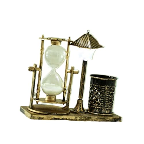 UPKOCH Portalápices Con Arena Fluida Adorno Para El Hogar Creativo Con Forma De Reloj De Arena Divertido Contenedor Para Bolígrafos Adorno Artesanal Color Café