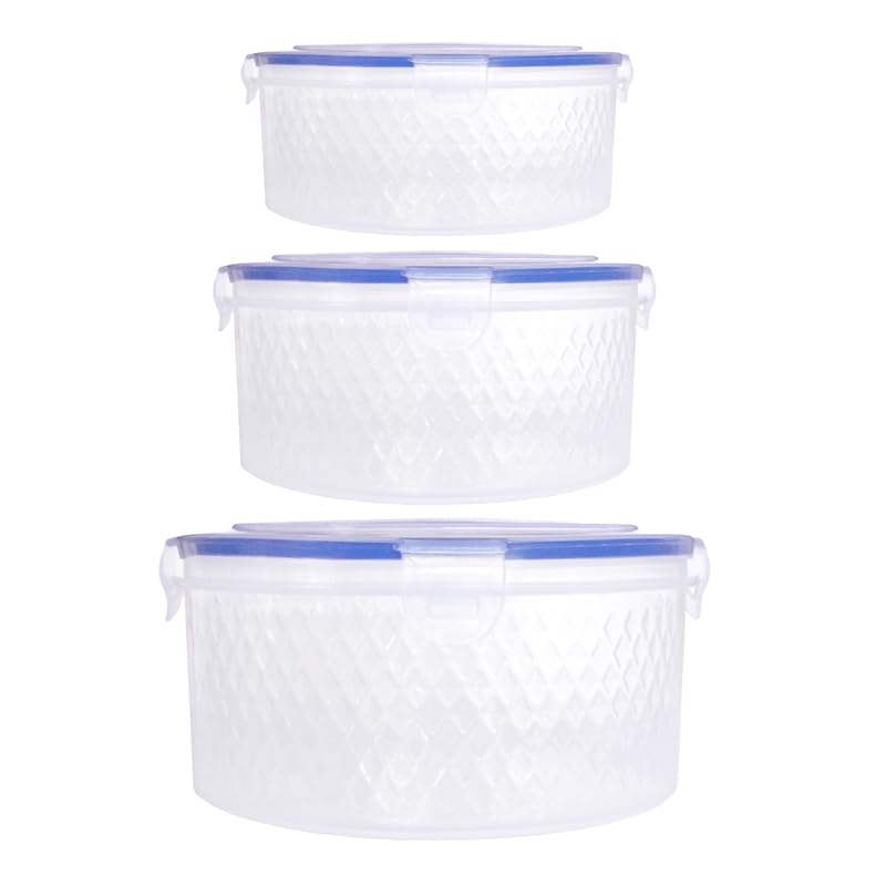Kotak Sales 3 Pcs Storage Container 350ML 750ML 1500ML Kitchen Jar Push Lock Air Tight Dabba Set Freezer Dishwasher Microwave Safe Space Saver Snacks Nasta Khakra Storage (Multi Color)