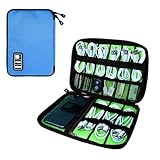 Lcsmaokin Electronics Travel Organizer,Portable Waterproof Electronic Travel Storage Bag for Small Charging Cord Storage,Charger,SD Card etc,for Travel,Business- Blue Green