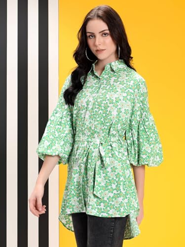 Robe décontractée à motif floral imprimé fluide et manches 3/4 légères - 5