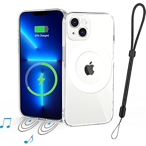 Unitedtime Clear Case for iPhone 13 Mini, Slim Shockproof Hard Back with Soft Edges Metal Ring Compatible with MagSafe Magnetic Accessories,Camera Lens Protection for iPhone 13 Mini 5.4" (Clear) Cover