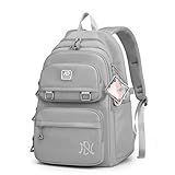 Mochila Feminina Bolsa Escolar Impermeável Para Notebook 15,6 Polegadas- Mochila Casual Grande de Nylon-Mochila para Viagem-VANOVA (CINZA)