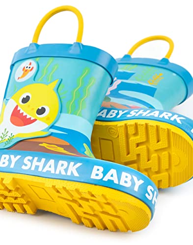 Baby Shark Wellies Kids Toddlers | Girls Boys Animated Singing Shark Family Song Rain Wellington Boots With 3D Fin | Water Resistant Walking Shoes #TOP2