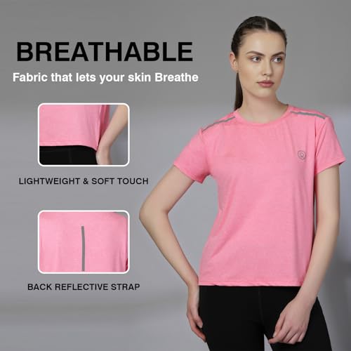 Image of CHKOKKO Gym Tshirt for Women Workout Dry Fit t Shirt Sports Tshirt Lightweight Round Neck Breathable Half Sleeve Activewear Running Yoga Tops for Woman