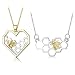 ORAZIO 2PCS Stainless Steel Beehive Bee Hive Honey Bee Necklace Hexagon Honeycomb Heart Pendant Necklace