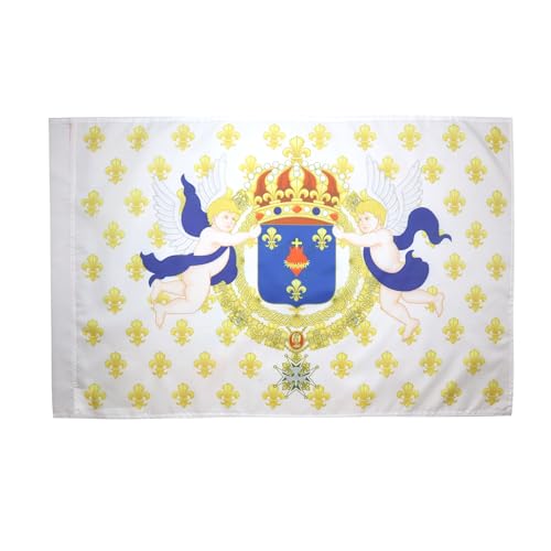 AZ FLAG - Drapeau Royaume de France Cœur de Jésus - 150x90 cm - Drapeau Royaliste Ancien Régime Sacré Cœur - Roi 100% Polyester Avec Fourreau et...