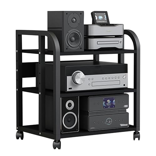 Meuble audio stéréo à 3 niveaux pour en finir avec les câbles emmêlés