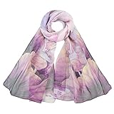 Material y tamaño: la bufanda de seda está hecha de tela chffon. Textura suave, ligera, transpirable, colorida. Tamaño: Largo 63 ", Ancho 20".