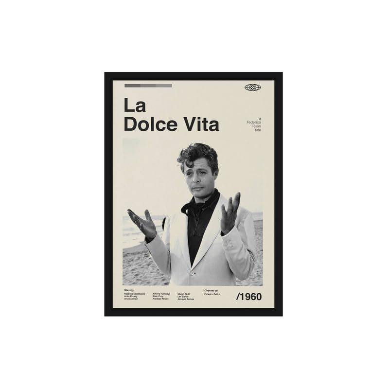 Image of BLINKART La Dolce Vita Movie Poster Frame 8x12 Inch | Premium 300 GSM Paper Wall Print | Mid Century Vintage Film Artwork for Home, Bedroom, Living Room, Office | Framed Photo Decor