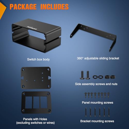 Image of Nilight 3 Gang Rocker Switch Box Detachable Housing 3 Holes Aluminum Panel