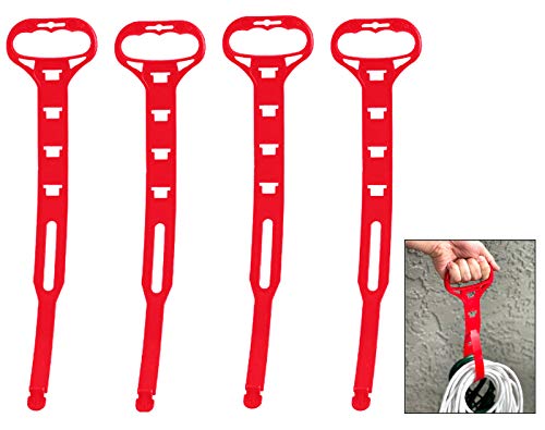 ALAZCO Strapazierfähiger Kabel-Organizer mit Tragegurt-Griff-Aufhänger - Organisieren Sie Verlängerungskabel, Kabel, Weihnachtsbeleuchtung, Schläuche, Seile, Rot, 4 Stück Cover