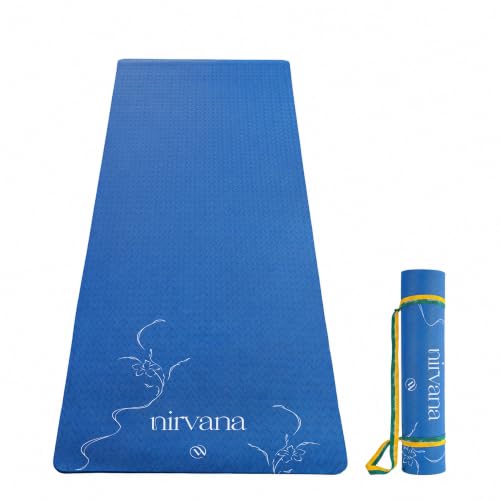 Image of Wiselife Intention 6mm Yoga Mat for Men & Women | Anti-Slip TPE Exercise Mat for Yoga, Pilates, Workout & Fitness (Blue, 6 MM)