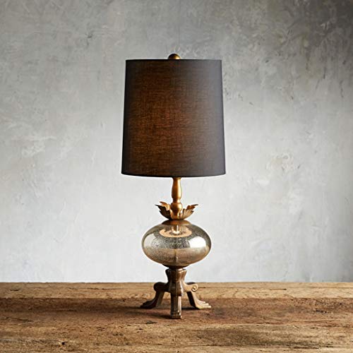 Lampe de bureau américain country rétro en bois d'art et verre