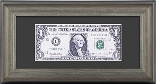 4x9 First Dollar Bill Frame,Easel Stand & Real Glass,Antique Silver Design