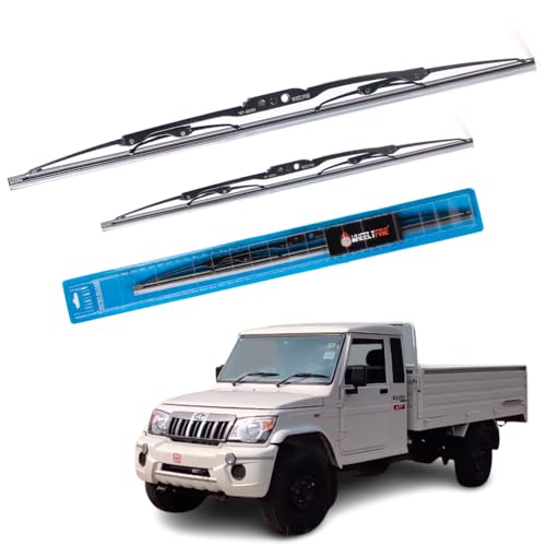 Image of Windshield Car Wiper Blades Metal Frame Water Repellant Cleaning Wiper Blades Refills Best for Mahindra Bolero Pickup (2010-2019) Dr 16 inch /Pa 16 inch