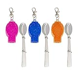 AUEAR, 3 Pack Foldable Muti-Function Stainless Steel Spork Flatware Cutlery Spoon Fork with Carrying Case Travel and Other Outdoor Activities