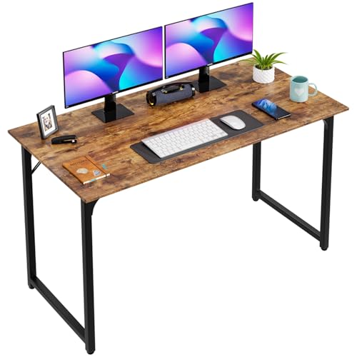 PayLessHere | 47 Inch Computer Desk | Vintage | Office Desk with Metal Frame, Adjustable Feet | Water-Resistant, Scratchproof Surface | Sturdy Writing Table for Home Office or Study | Pack of 1