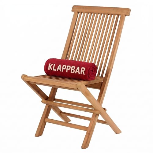 MR. DEKO Klappstuhl Langton Teak ohne Armlehnen | Gartenstuhl Massivholz Wetterfest | Ergonomischer Holzstuhl Klappbar | Balkonstuhl Echtteak 53x43x89cm | Hochwertiger Terrassenstuhl Outdoor