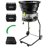 Electric Leaf Mulcher/Shredder: DEKOPRO 13-Amp 8200RPM Motor for 17:1 Reduction Ratio, Adjustable Control Dia with Leaf Scoops Spade, Collection Bag & 20 Cutting Lines
