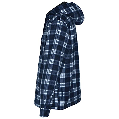 Mens Plaid Sherpa Lined Jacket Zip Up Heavy Fleece Hoodie Flannel Shirt Jacket2