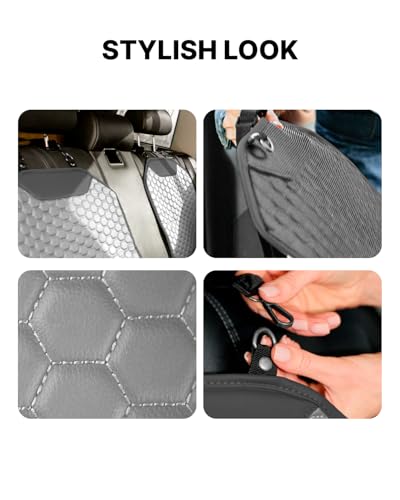 Image of Owleys Set Seat Back Organizer & Car Seat Protector Hexy Waterproof & Non-Slip Protector for Child Car Cushion for Leather and Fabric Seats (Gray)