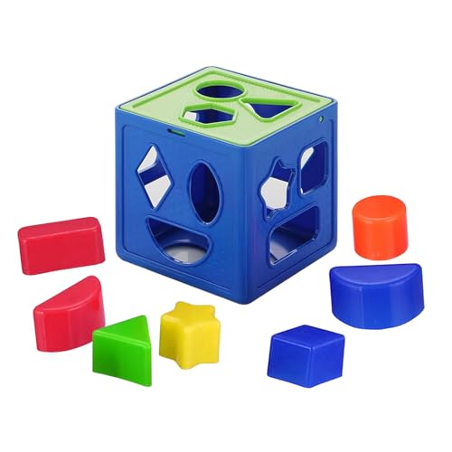 Image of Shape Sorter Toys for Kids 1+ Years - Wooden Shapes Puzzles, Color & Shape Matching Cube | Montessori Sorting Toy for Toddlers, Fine Motor Skills Development