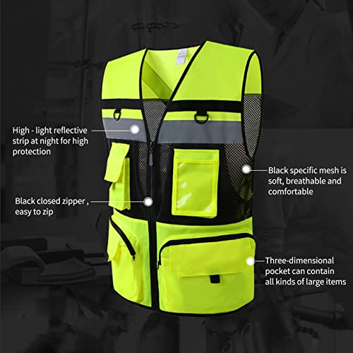 Morelian High Visibility Reflective Safety Vest Zip Pocket Security Waistcoats Mesh Lining Breathable, skin-friendly and wear-resistant M Size Fluorescent Yellow