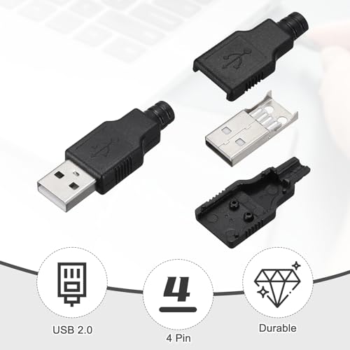 MECCANIXITY 10Pcs USB 2.0 Type A Macho, 33x16x10mm miniatura 4